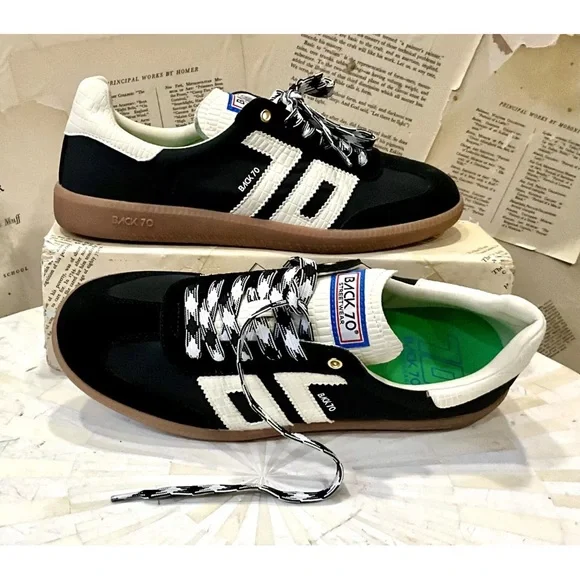 Free People Back 70 Ghost Sneakers Black Mixed Material 2 Tone Laces - Picture 7 of 11